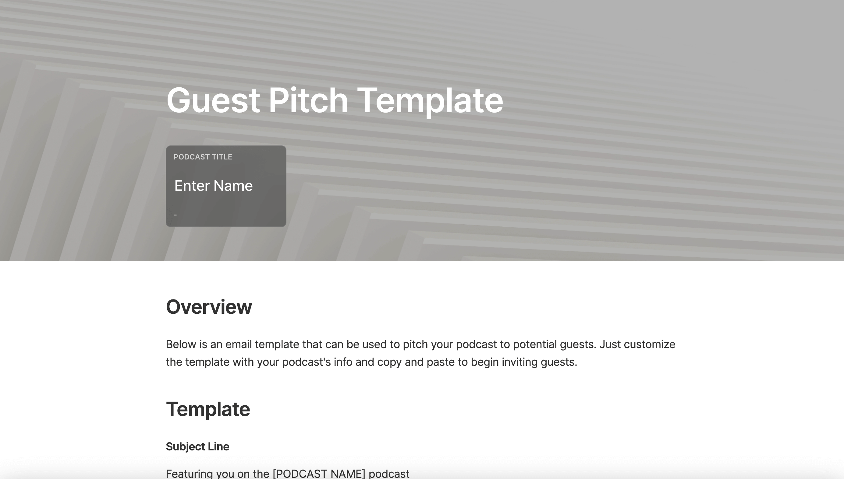 Podcast Guest Pitch Template and Example Assemble